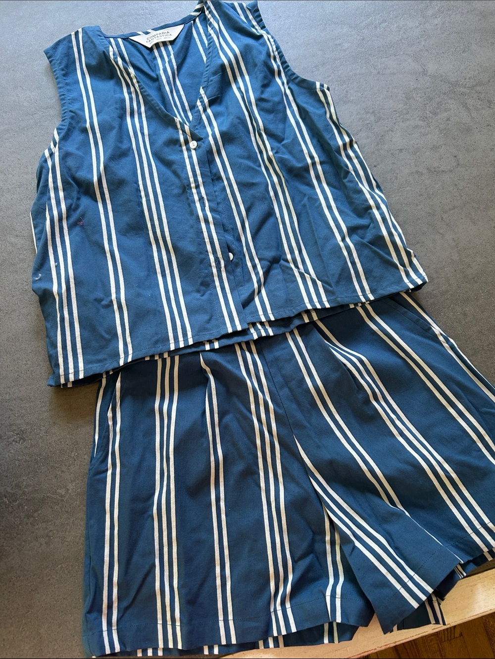NWOT Blue and White Striped Two-Piece Set